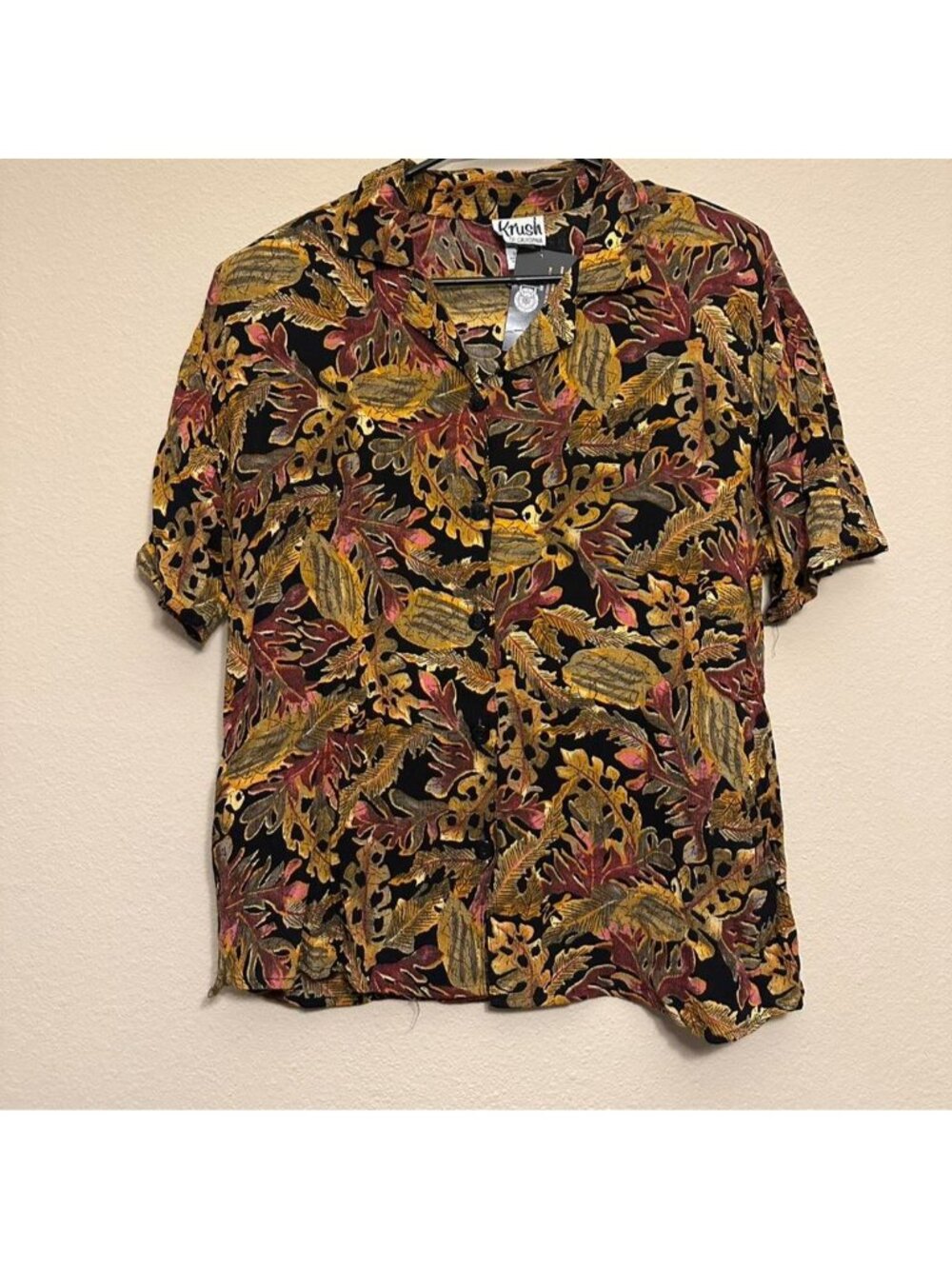 Vintage Krush Of California Floral Button Top With Shoulder Pads
